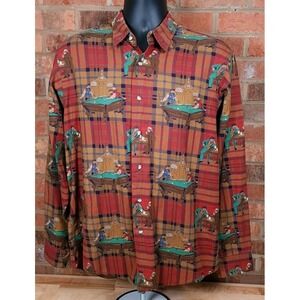 Eagle Shirtmakers Billiards Irish Pub Print Mens Large Button Up Shirt Vtg 70s
